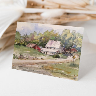 Carte De Remerciements Rustic Country Road Paysage d'aquarelle de ferme