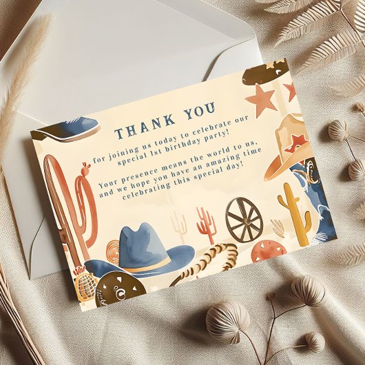 Carte De Remerciements Rustic Cowboy Boots 1st Birthday