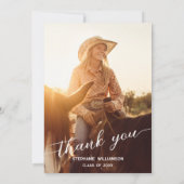Carte De Remerciements  Rustic Cowboy Hat Photo Graduation Party Script (Dos)