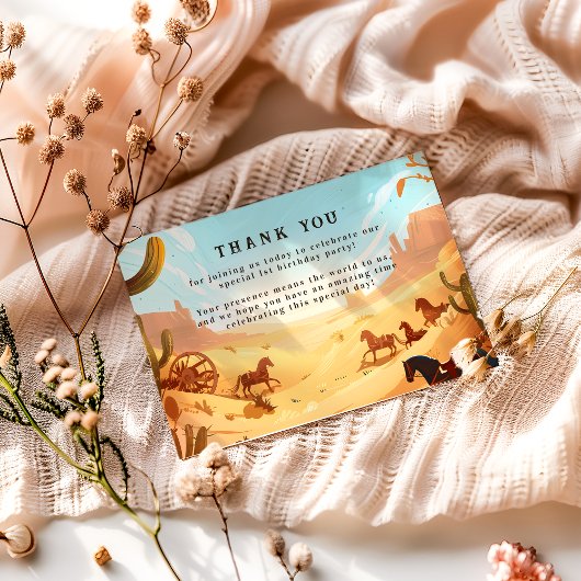 Carte De Remerciements Rustic Cowboy Rodeo 1st Birthday Celebration