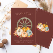 Carte De Remerciements Rustic Dark Terracotta Automne Citrouille Mariage