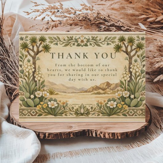 Carte De Remerciements Rustic Desert Botanical Wedding