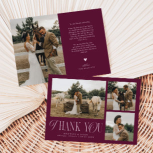 Carte De Remerciements Rustic Elegance Photo Collage Mariage Cranbery