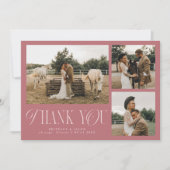 Carte De Remerciements Rustic Elegance Photo Collage Mariage Dusty Rose (Devant)