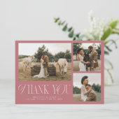 Carte De Remerciements Rustic Elegance Photo Collage Mariage Dusty Rose (Debout devant)