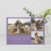 Carte De Remerciements Rustic Elegance Photo Collage Mariage violet (Debout devant)