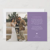 Carte De Remerciements Rustic Elegance Photo Collage Mariage violet (Dos)
