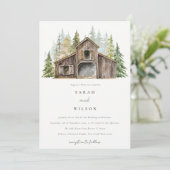 Carte De Remerciements Rustic Elegant Pine Forest Barnyard Mariage Invite (Debout devant)
