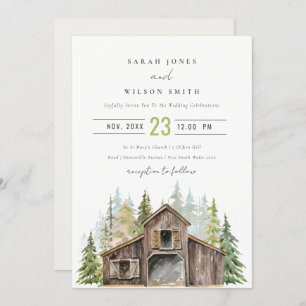 Carte De Remerciements Rustic Elegant Pine Forest Barnyard Mariage Invite