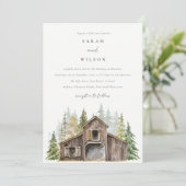 Carte De Remerciements Rustic Elegant Pine Forest Barnyard Mariage Invite (Debout devant)