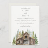 Carte De Remerciements Rustic Elegant Pine Forest Barnyard Mariage Invite (Devant / Derrière)