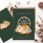 Carte De Remerciements Rustic Emerald Green Automne Citrouille Mariage<br><div class="desc">Rustic Emerald Green Automne Automne Harvest Citrouille Mariage Merci Cartes - Embrassez la chaleur de la saison. Célébrez votre amour au milieu de la beauté de l'automne avec nos cartes de remerciement mariages enchanteresses avec des citrouilles rustiques et des teintes chaudes orange et vert émeraude. Alors que vous "tombez amoureux"...</div>