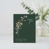 Carte De Remerciements Rustic Emerald Green Fleur sauvage Mariage (Debout devant)