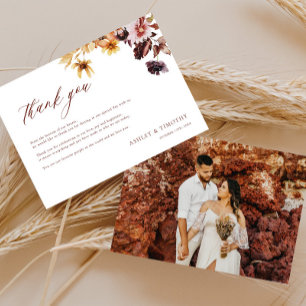 Carte De Remerciements Rustic Fall Boho Mariage Photo