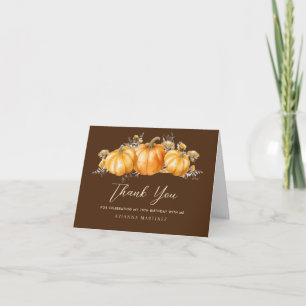Carte De Remerciements Rustic Fall Citrouille Photo 70th Birthday Folded