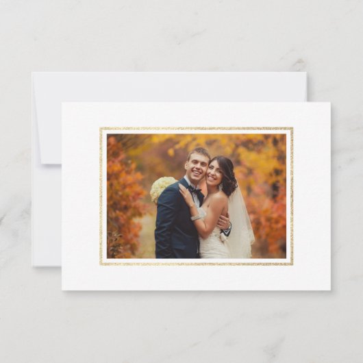 Carte De Remerciements Rustic Fall Floral Citrouille Mariage 2 Photo Gold (Dos)