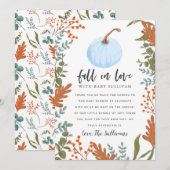 Carte De Remerciements Rustic Fall in Love Baby shower Citrouille bleu (Devant / Derrière)