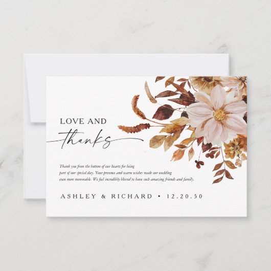 Carte De Remerciements Rustic Fall quitte Mariage (Devant)