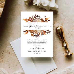 Carte De Remerciements Rustic Fall quitte Mariage
