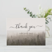Carte De Remerciements Rustic Forest Misty Mariage paysage (Debout devant)