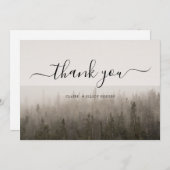 Carte De Remerciements Rustic Forest Misty Mariage paysage (Devant / Derrière)