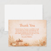 Carte De Remerciements Rustic Gingham Pumpkin Fall Graduation (Devant / Derrière)