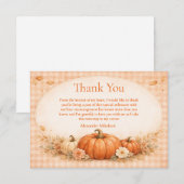 Carte De Remerciements Rustic Gingham Pumpkin Fall Graduation (Devant / Derrière)