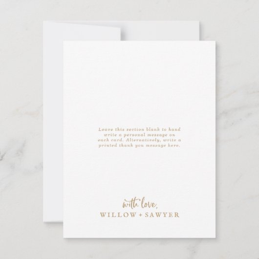 Carte De Remerciements Rustic Gold Script 3 Photo Collage Mariage (Dos)