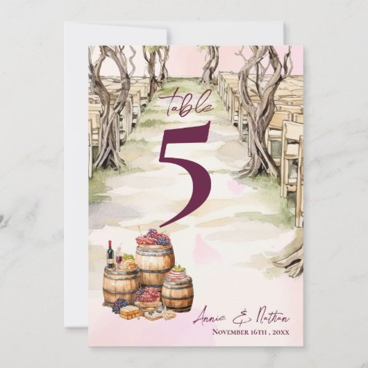 Carte De Remerciements Rustic Grapevine Winery Mariage Numéro de tableau (Dos)