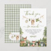 Carte De Remerciements Rustic Green Adventure Awaits Baby Shower (Devant / Derrière)