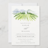 Carte De Remerciements Rustic Green Blue Winery Vineyard Wedding Inviter (Devant)