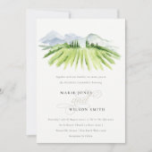 Carte De Remerciements Rustic Green Blue Winery Vineyard Wedding Inviter (Devant)