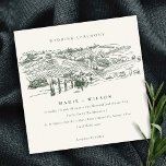 Carte De Remerciements Rustic Green Winery Mountain Croquis de mariage In<br><div class="desc">Pour toute autre personnalisation ou tout autre élément correspondant,  n'hésitez pas à me contacter à l'adresse yellowfebstudio@gmail.com</div>