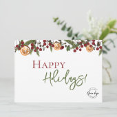 Carte De Remerciements Rustic Holiday Greenery & Citrus Orange business  (Debout devant)