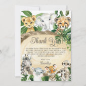 Carte De Remerciements Rustic Jungle Animaux Bois Verdure fête d'annivers (Devant)