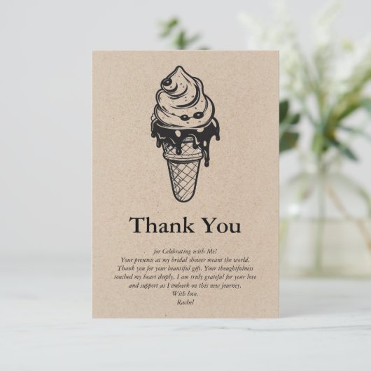 Carte De Remerciements Rustic Kraft Elle a été ramassée Fête de mariage (Debout devant)