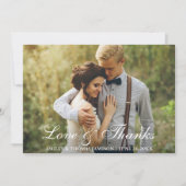 Carte De Remerciements Rustic Mariage Wood Back Photo Love and Thanks (Devant)
