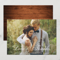 Rustic Mariage Wood Back Photo Love and Thanks