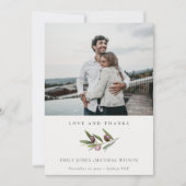 Carte De Remerciements Rustic Minimal Olive Branch Foliage Mariage Photo (Devant)