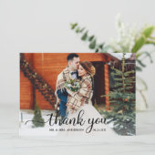Carte De Remerciements Rustic Modern Calligraphy Script Mariage photo (Debout devant)