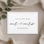 Carte De Remerciements Rustic Modern From the New M. et Mme la Mariage<br><div class="desc">Cartes de remerciement mariage personnalisées avec dossier vierge avec "mr et mrs" rustique design de script à main moderne.</div>