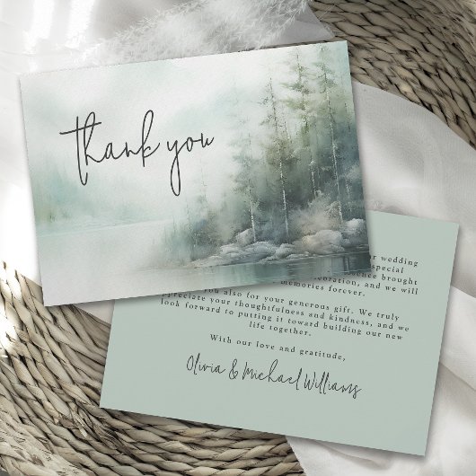 Carte De Remerciements Rustic Mountain Lake Wedding Thank You