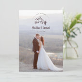Carte De Remerciements Rustic Mountains Landscape Romantic Photo Wedding (Debout devant)