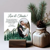 Rustic Mountains & Pines Oval Photo Mariage