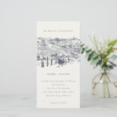 Carte De Remerciements Rustic Navy Winery Mountain Croquis de mariage Inv (Debout devant)