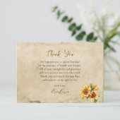 Carte De Remerciements Rustic Parchment Sunflowers Orthodox Baptism (Debout devant)