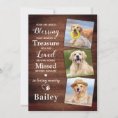 Carte De Remerciements Rustic Personalized 3 Photo Dog Loss Pet Memorial (Devant)