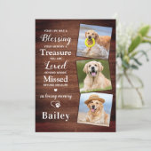 Carte De Remerciements Rustic Personalized 3 Photo Dog Loss Pet Memorial (Debout devant)