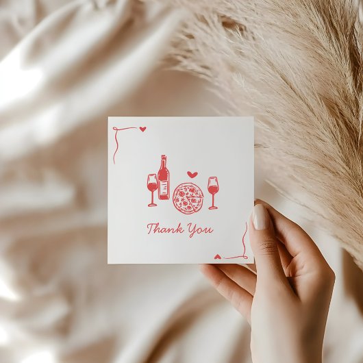 Carte De Remerciements Rustic Pizza & Wine Bridal Shower