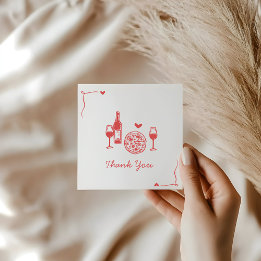Carte De Remerciements Rustic Pizza & Wine Mariage